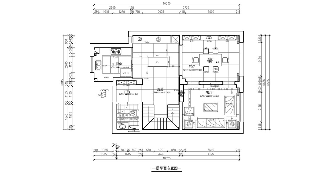 鑫江合院185㎡叠墅一层平面户型结构图.jpg